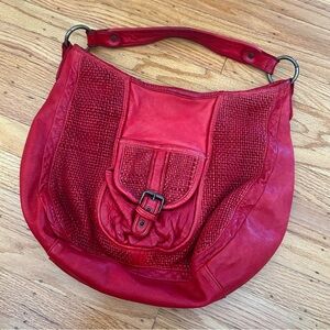 Anthropologie Red Leather Shoulder Bag